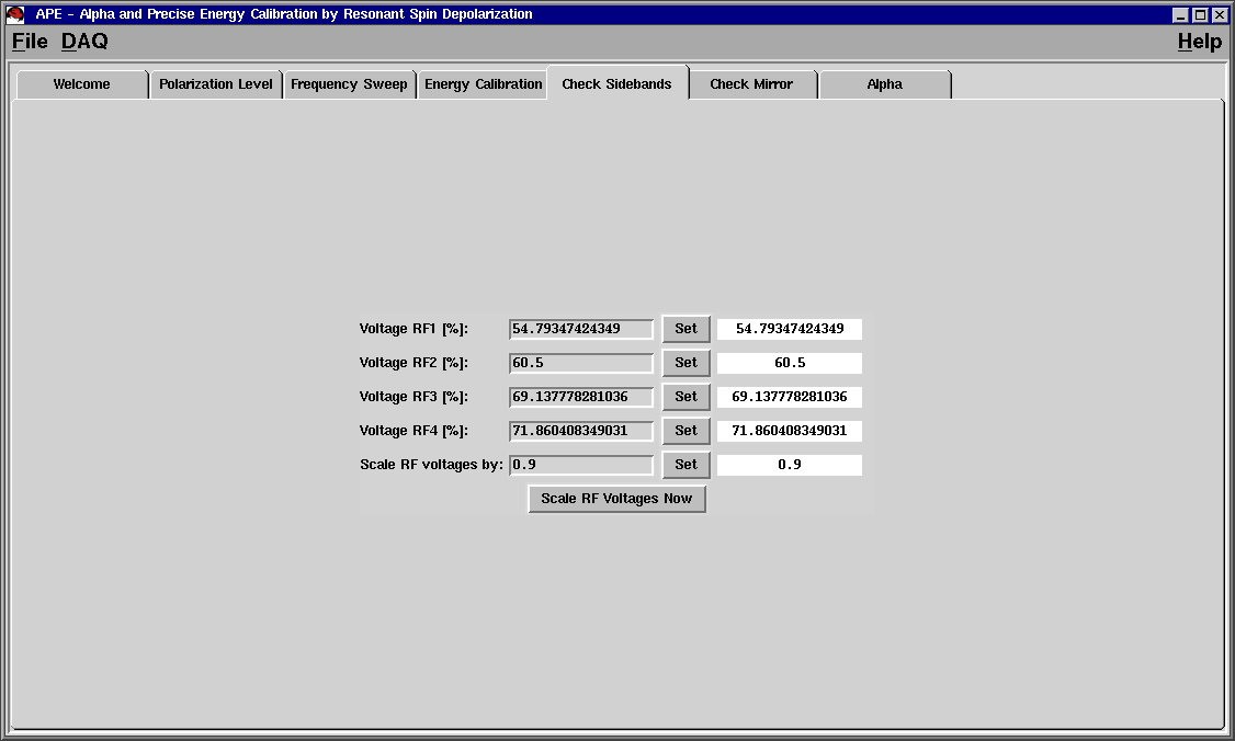 APE's GUI to check for sidebands